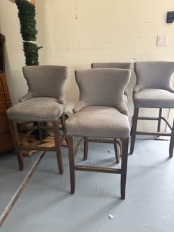Upholstered blue gray bar stools almost new