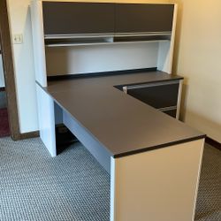 Bestar Office Desk With Extension And Upper Storage Unit