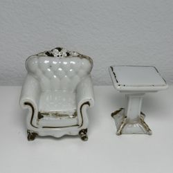 Rare Vintage Porcelain Miniature Doll House Furniture 2 Piece Living Room 
