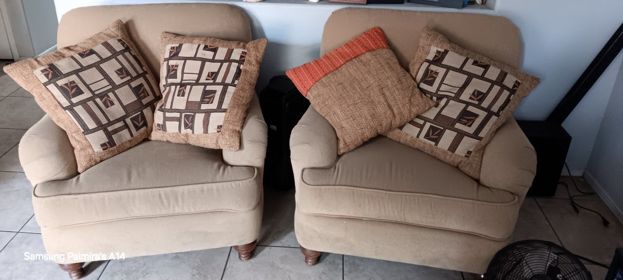 Pair of Beige Armchairs,love Seat