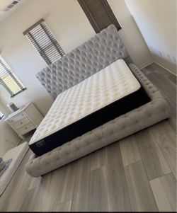 King bed frame with mattress