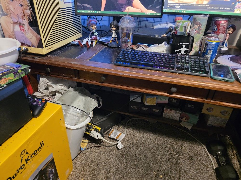 Wooden Desk With Three Drawers