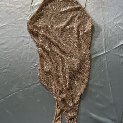 White/Beige Sequin Bodysuit
