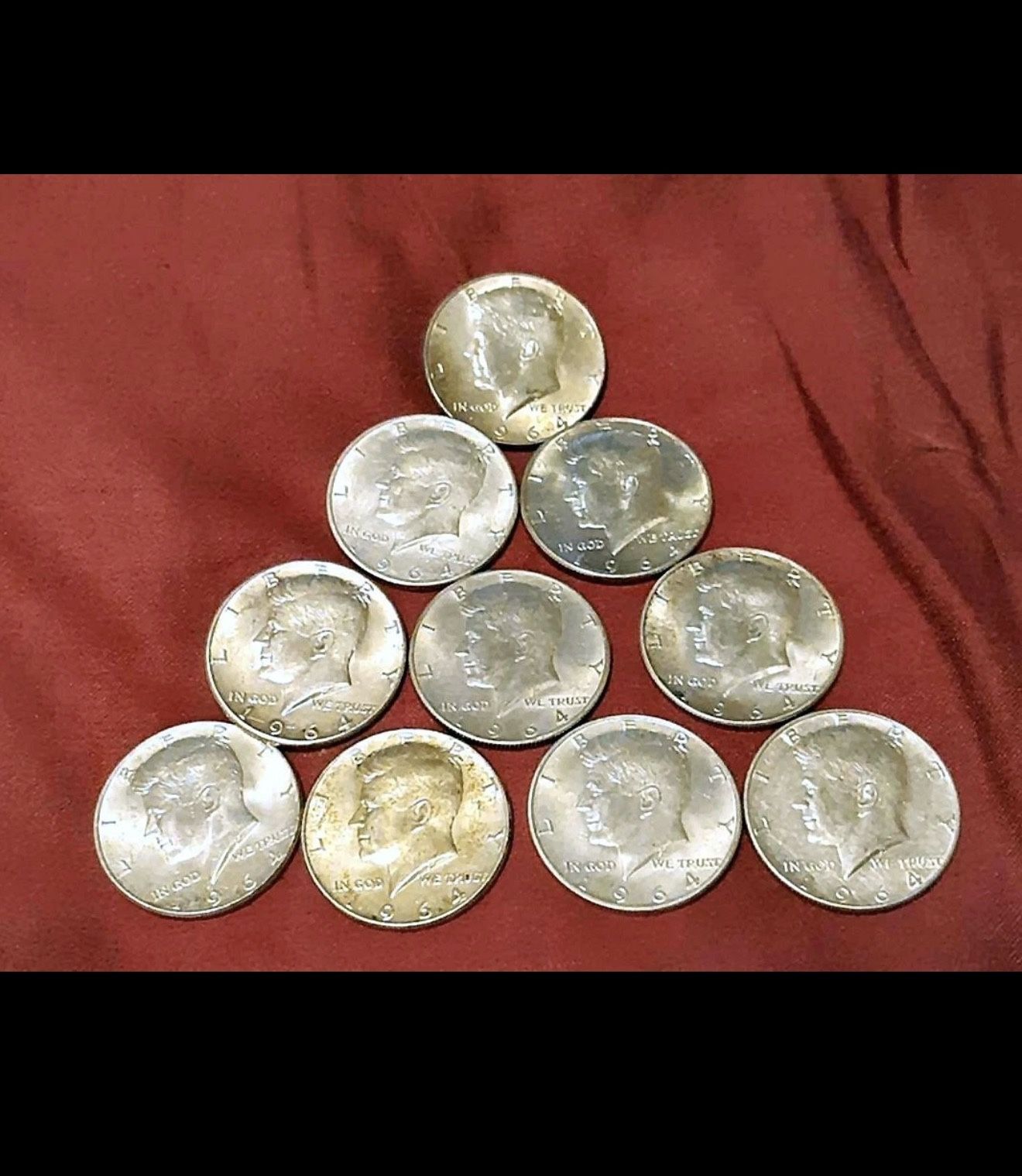 10 Kennedy Silver Half Dollars
