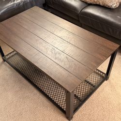 2 tiered coffee table with storage shelf 