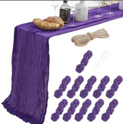 YARGEZON 11 Pack 10 Ft Dark Purple Cheesecloth Table Runner Gauze Cheese Cloth For Bridal Baby Shower Wedding Decor (35 X120 Inch)