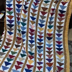 Handmade Tack Quilt. Flying Geese Pattern