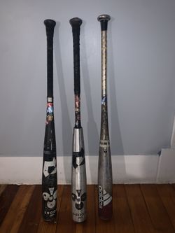 Baseball bats 33/30, goods one piece, goods two piece, and adidas aero burner