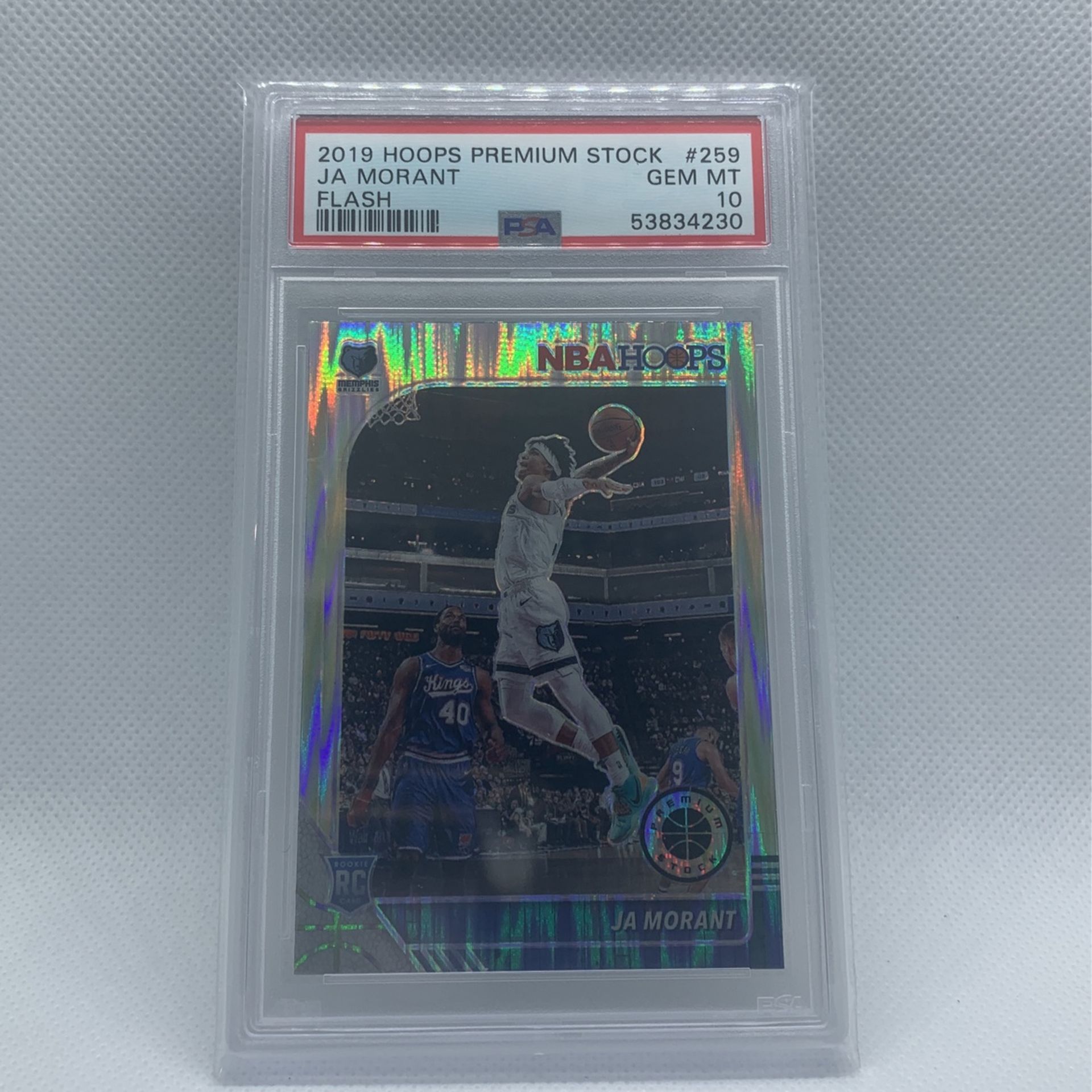 2019 Panini Hoops Premium Stock Ja Morant Rookie Flash PSA 10