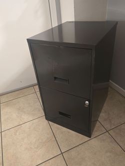 Black metal file cabinet