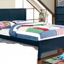 Twin Bed Wood Frame Blue 