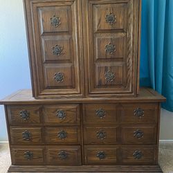 Oak Armoire And Dressers 