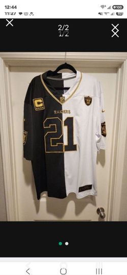 Raiders #21 Split Black White Nike NFL Jersey