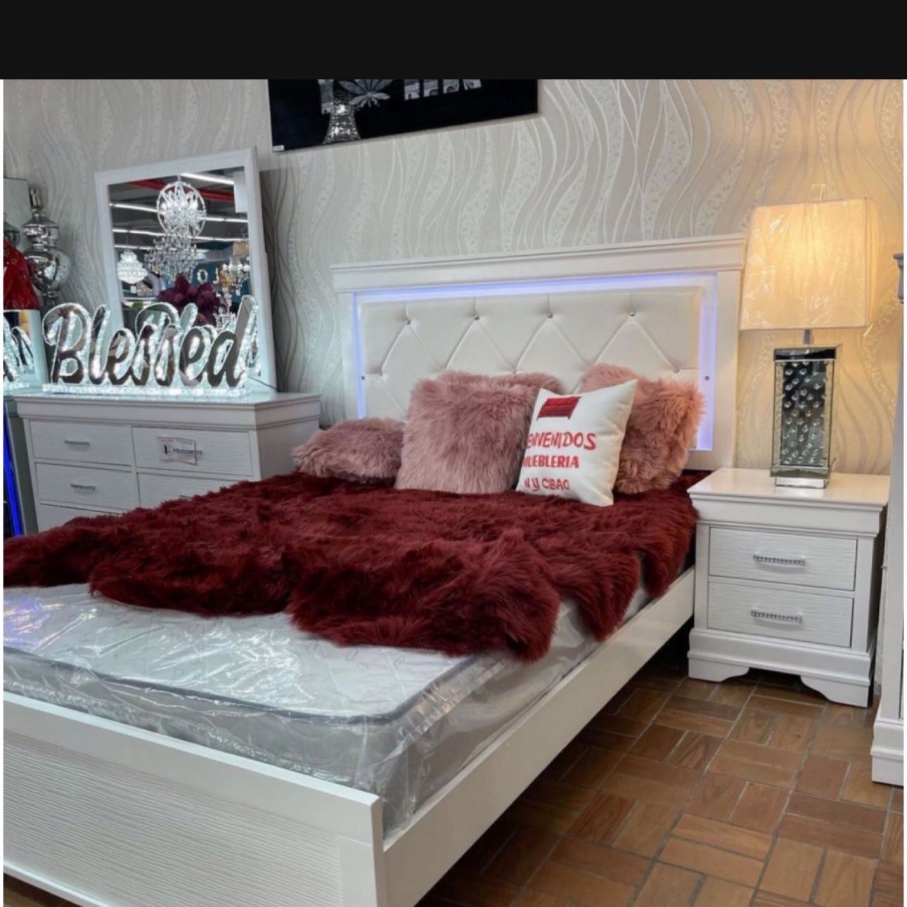 Brand New Complete Bedroom Set With LED Lights For $999