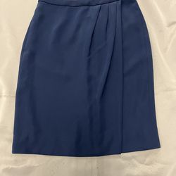 J CREW Pleated A-Line Midi Career Skirt Blue  Size 2