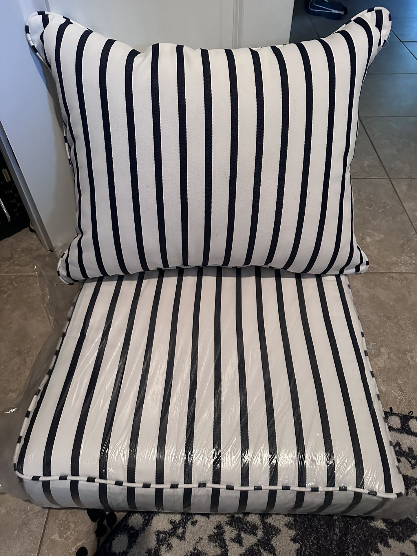 Humble and Haute Mabley Sunbrella Lido Indigo Indoor/Outdoor Chair Cushions