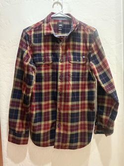Vans Mens Plaid Flannel Button-Up Shirt Size S