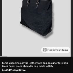 Fendi Zucchino Canvas Leather Tote Bag