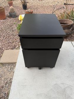 Black 2-drawer cabinet on wheels