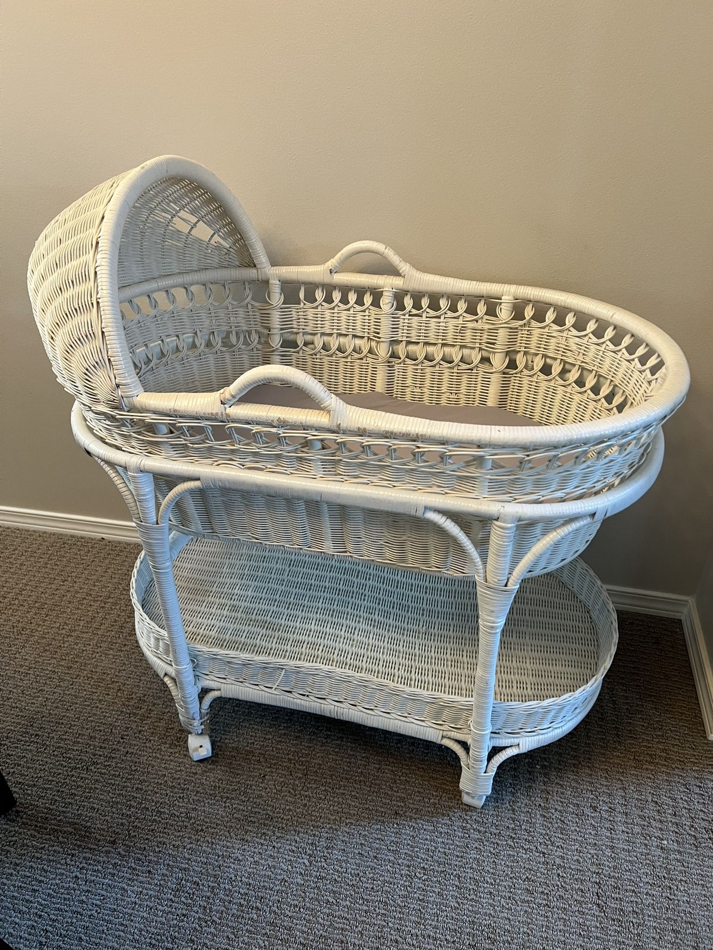 Pottery Barn, wicker mobile bassinet