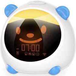 Smart Kids Alarm Clock, Children Toddlers Alarm Clock, Sleep Trainer Clock, Nap Timer, Night Light Sleep Sounds Machine, Compatible with Alexa & Googl
