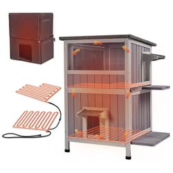 Aivituvin-AIR14-IN-HP Heated Wooden Cat House | Insulated Liner