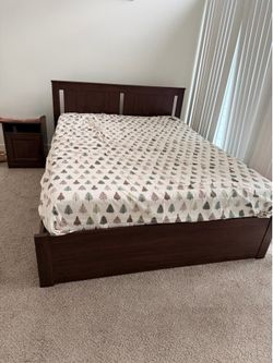 IKEA Queen Bed Frame + Matching Nightstand