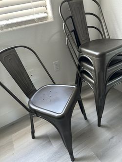 4 Stainless Steel Industrial Chairs