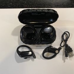 Merkury Over-the-Ear Earbuds with Charging Case Black