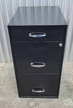 Black 3-Drawer Metal Filing Cabinet