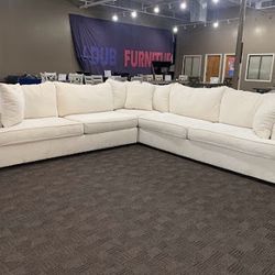 Large Cream Comfy Sectional Sofa 