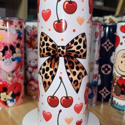 Leopard Bow And Cherries Tumbler