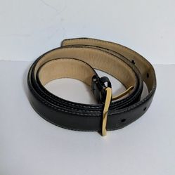 Belt Gray Leather Belt Gold Buckle 1" Width 41" Length 5 Buckle Holes