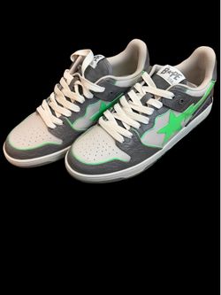 Size 11 - A bathing ape Sk8 Sta Grey/Green.
