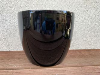 7” Egg Black Gloss Ceramic Pot Planter
