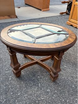 Small Antique wood and glass table