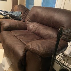 Brown Leather Love Seat