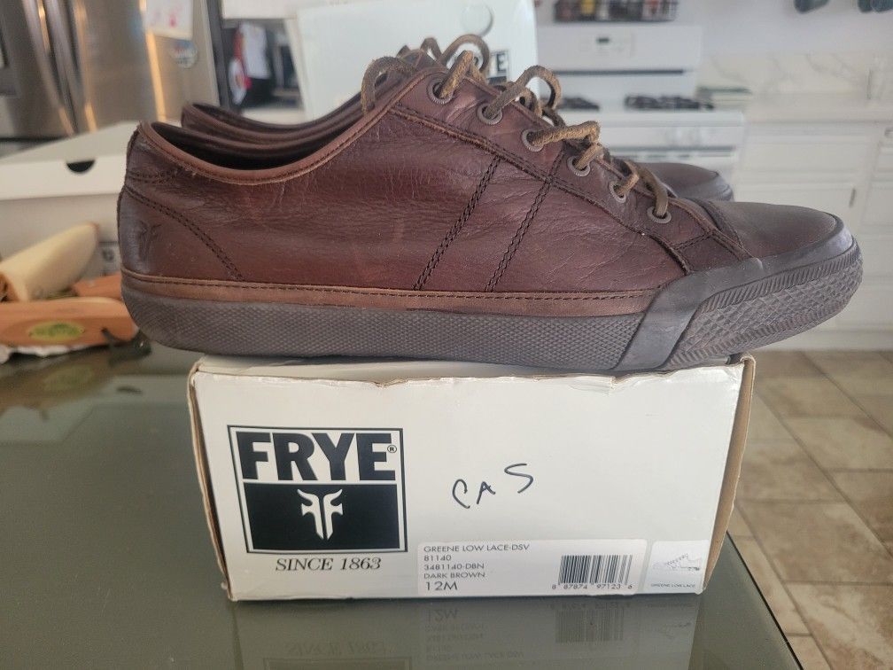 Frye Greene Low Lace Dark Brown Dress Leather Shoes Mens Size 12M