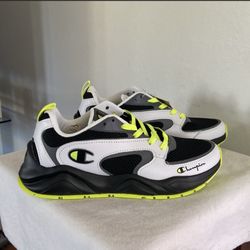 Champion Men's Sneakers Retro Black -Green/Yellow Logo Champion