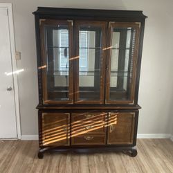 Beautiful Vintage China Cabinet / Display Hutch - Solid Wood & Glass