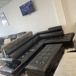 Going out of business sale. Ibiza black sectional with ottoman set $999. Easy finance option. Same day delivery.