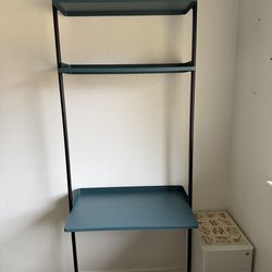 HAY Pier Office Wall-Mounted Work Desk in Black / Mallard Blue