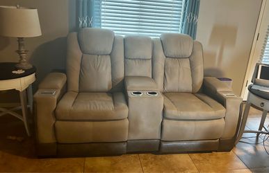 Leather zero gravity loveseat