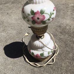 Pair Of Pink Floral Vintage Lamps