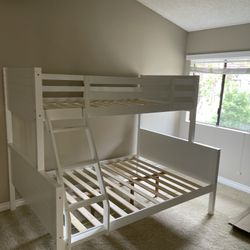 Twin/full bunk bed. Available in espresso & white. Assembly required. Assembly not included. Tax included. Free local delivery. $350 bunk bed only. $5