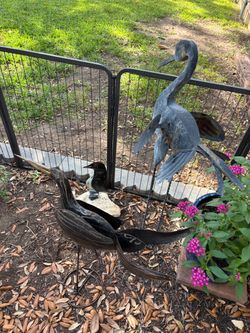 Three metal birds for lawn and garden