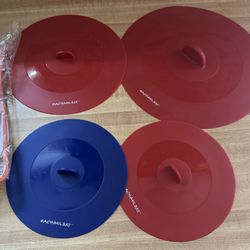 4 Rachel Ray Silicone Top Handle Pot Suction Lid Bowl Covers  and 1 Orange Nylon Spatula NEW cash & pick up only)