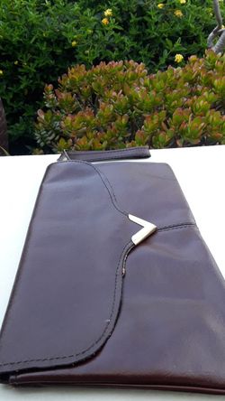 Vintage leather clutch with wristlet