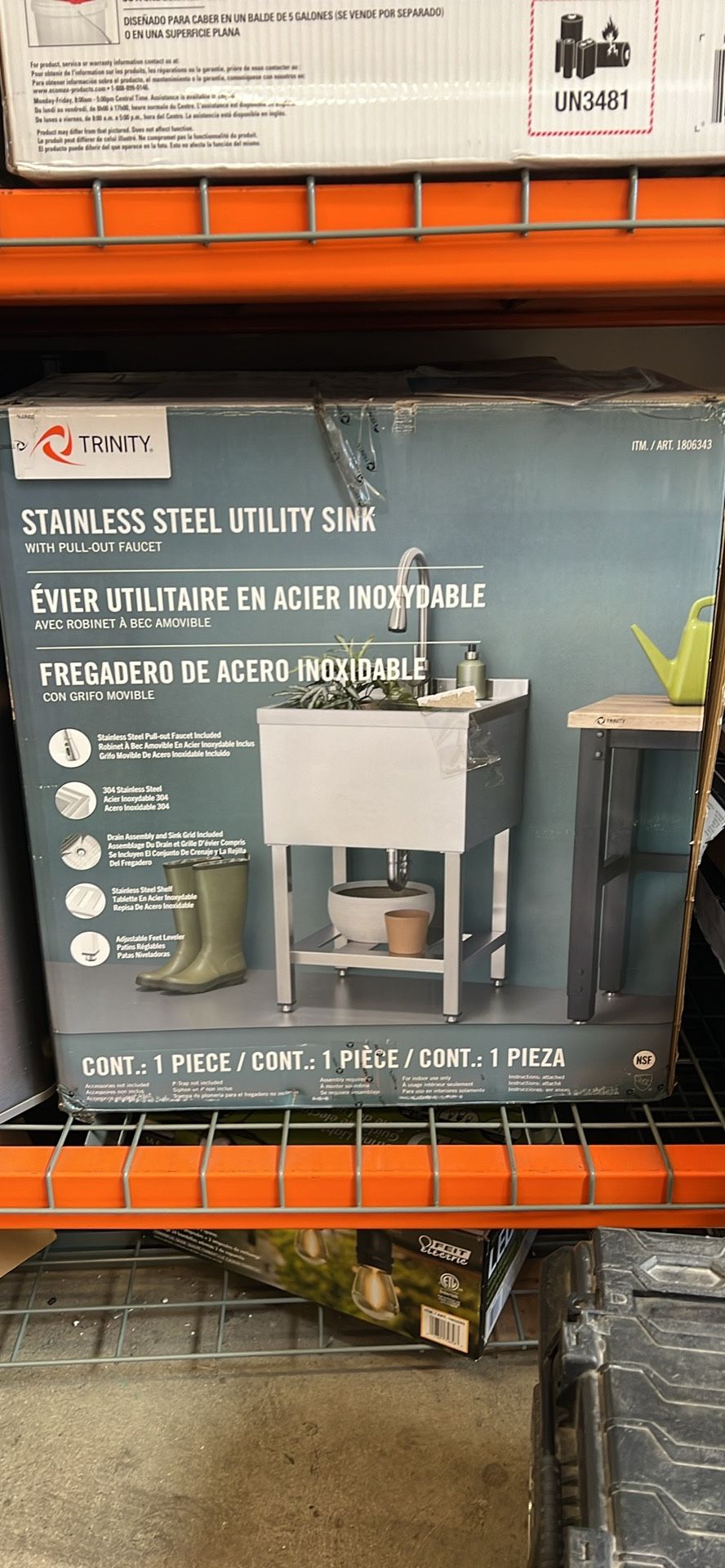 TRINITY 18" x 16" x 13" Stainless Steel Utility Sink with Pull-out Faucet NEW