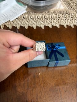 925 silver diamond cut nugget ring.(large)
